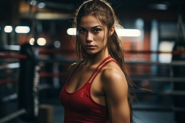 Entrenamiento de boxeadora en el gimnasio de boxeo