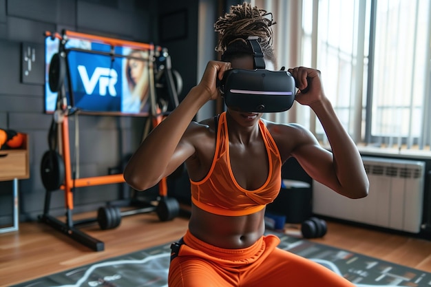 Entrenamiento dinámico con revolución de fitness VR en el hogar moderno