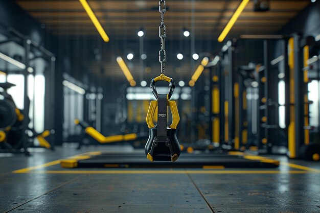 Foto entrenamiento en el gimnasio con extensiones de tríceps