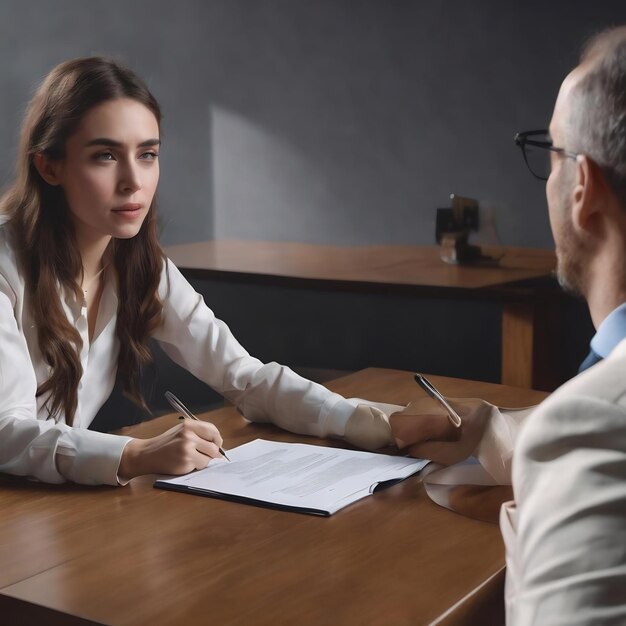 Entrevistador leyendo el currículum de los solicitantes