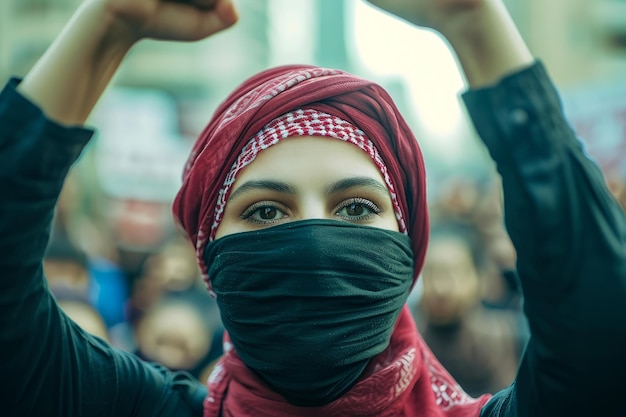 Entschlossene arabische Frau protestiert gegen Generate Ai
