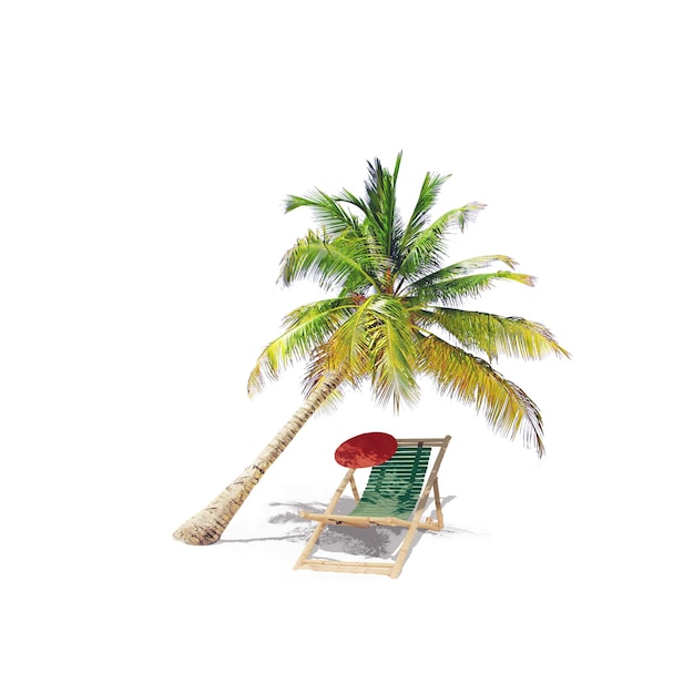 Entspannen Sie am tropischen Strand in der Sonne auf Liegestühlen unter einem Sonnenschirm