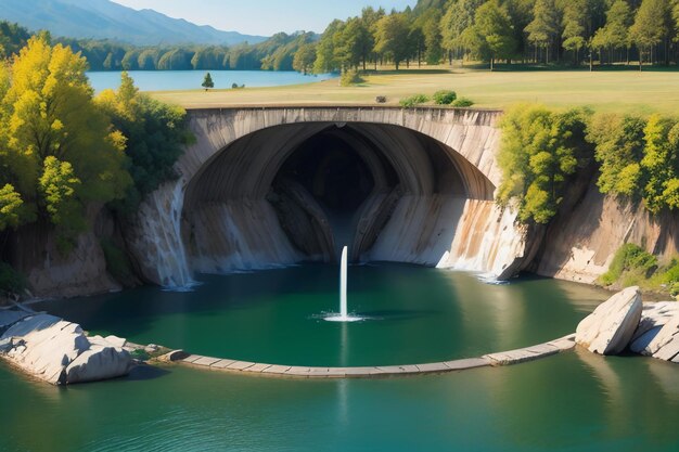 entspannender Ort National 5A Aussichtspunkt Grüner Berg Sauberer grüner Süßwassersee Naturlandschaft