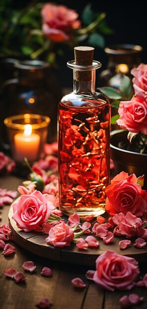 Entspannendes Rose-Aromatherapie-Spa mit ätherischem Öl