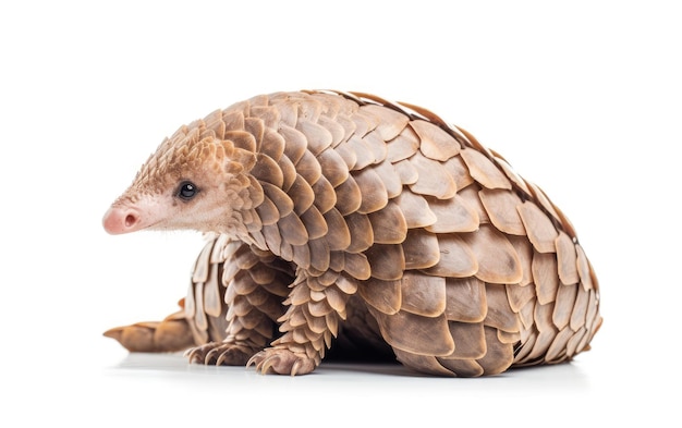 Los entusiastas de la vida silvestre Pangolin en fondo blanco