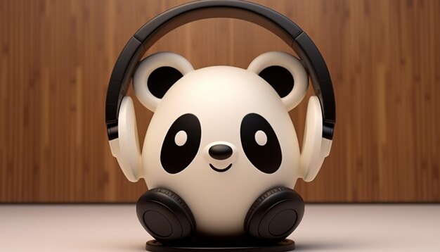 Entwerfen Sie ein 3D-Modell für einen Kopfhörerhalter mit einem niedlichen Panda. Der Panda kann die Kopfhörer auf spielerische und dekorative Weise halten, wenn er nicht benutzt wird.