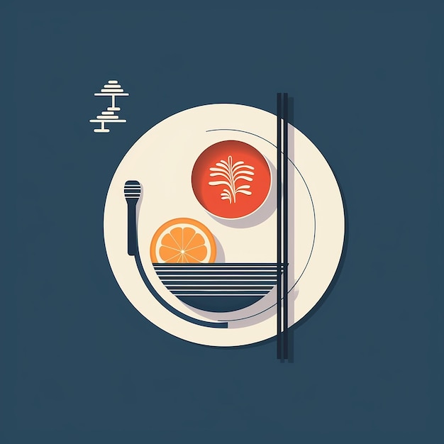 Foto entwerfen sie ein grafisches ramen-logo für lebensmittel, das drei elemente enthält, die die chinesische kultur repräsentieren