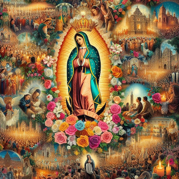 Entwürfe mit der Mutter Jesu für Da de la Virgen de Guadalupe und Saint Rose de Lima