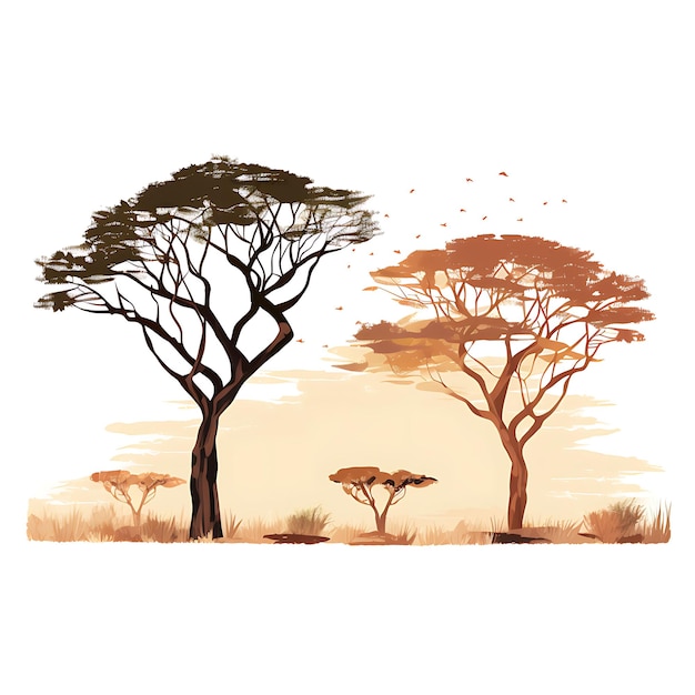 Foto entwurf einer afrikanischen baobab-silhouette hochzeits-einladungskarte silhouette 2d art flat clipart typo