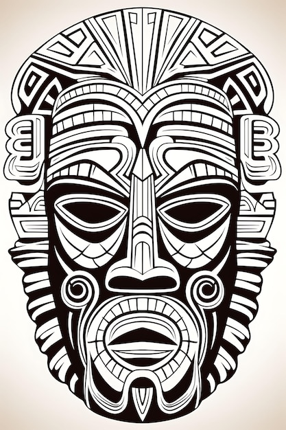 Entwurf eines afrikanischen Maskenrahmens mit den unverwechselbaren Formen und dem Tattoo CNC Laser T-Shirt 2D