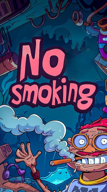 Entwurf eines Cartoon-Warnplakates gegen Rauchen