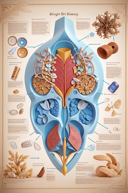 Foto entwurf für das biologische material, dessen hauptbild ein bild der schilddrüse ist