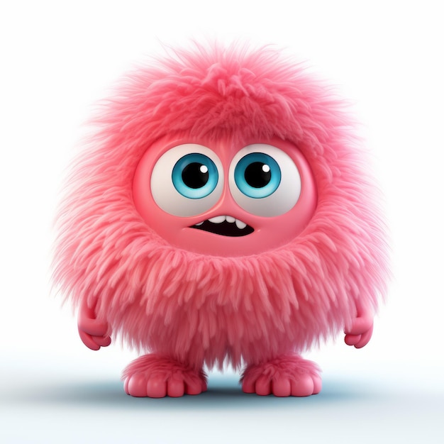 Entzückende 3D-Pink-Fuzzy-Monster-Clip-Art mit Zyklop-Design