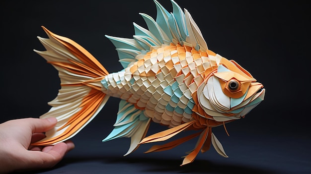 Entzückende exotische Fisch-Papierskulptur-Origami