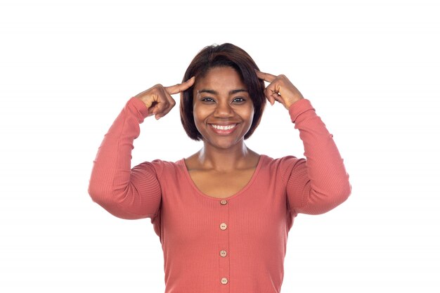 Entzückende Frau mit rosa T-Shirt