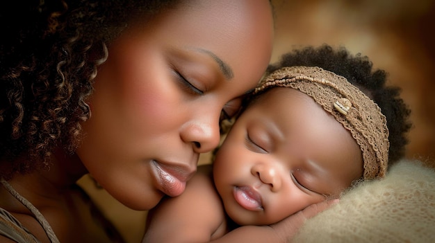 entzückende süße junge afroamerikanische Mutter mit süßer kleiner Tochter