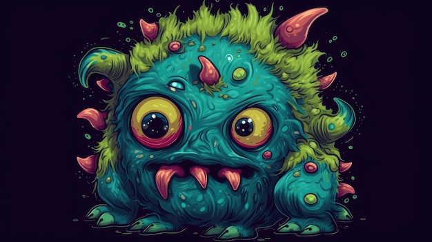 Entzückende Virus-Monster-Illustration für Ihr nächstes Projekt