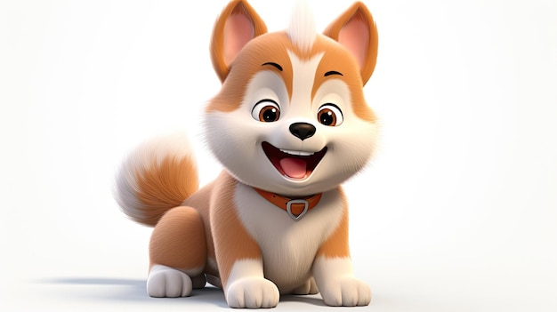 Entzückender 3D-Akita-Welpe in PixarStyle-Animation