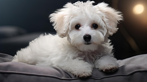 Entzückender Bichon Frise Hund mit hochdetailliertem, von der KI generiertem Fell