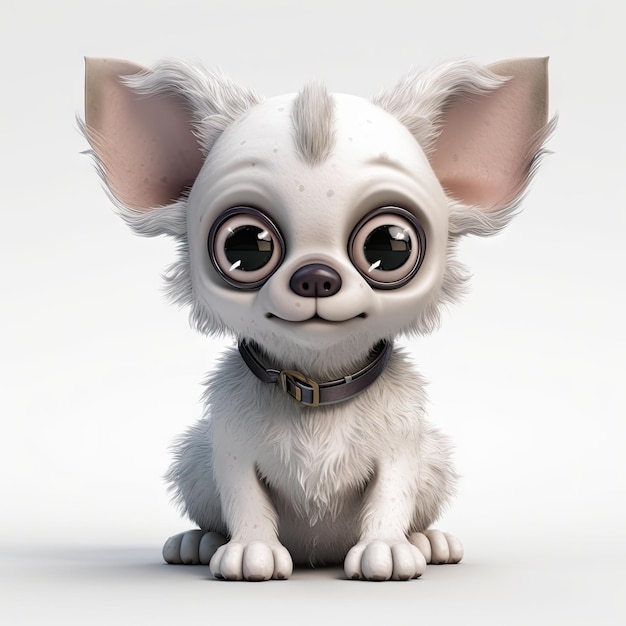 Entzückender Chihuahua mit großen Augen und einem glücklichen Lächeln im Pixar-Stil