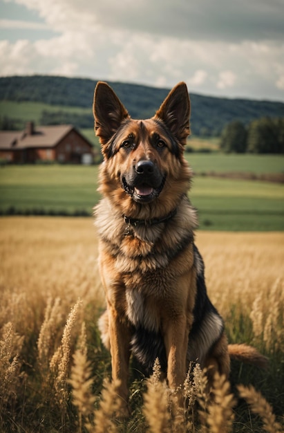 Entzückender Deutscher Schäferhund auf einem Bauernhof