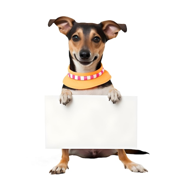 Entzückender Hund mit Cinco De Mayo-Tagesmode, der einen rechteckigen leeren Rahmen hält