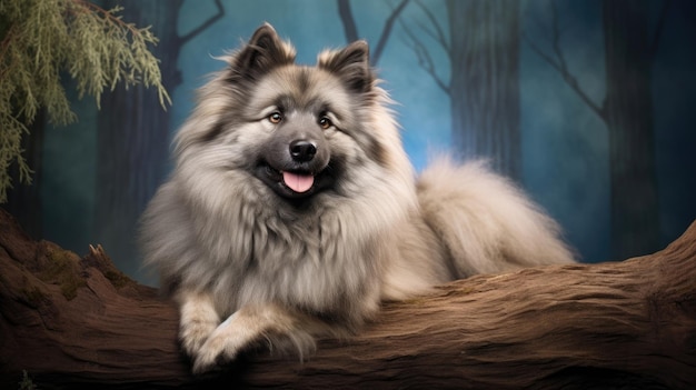 Entzückender Keeshond-Hund mit flauschigem Fell