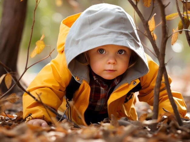 Entzückendes Baby, das die Natur erkundet