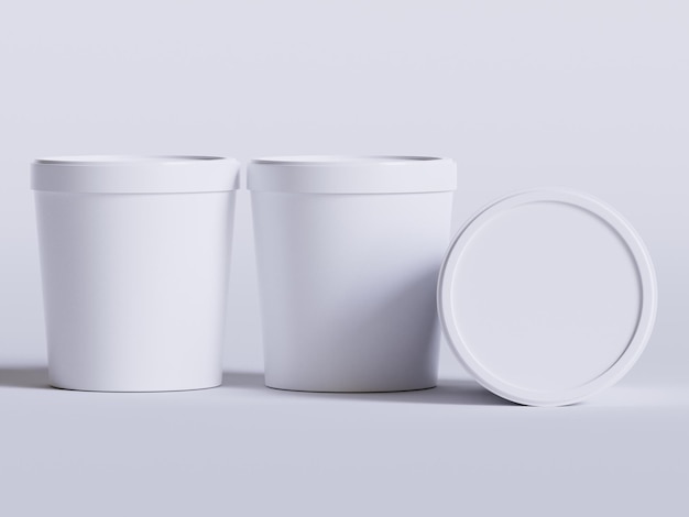 Envasado de helado realista en color blanco Ilustración de renderizado 3D