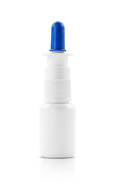 Envase en blanco botella de plástico blanco para spray de medicina nasal