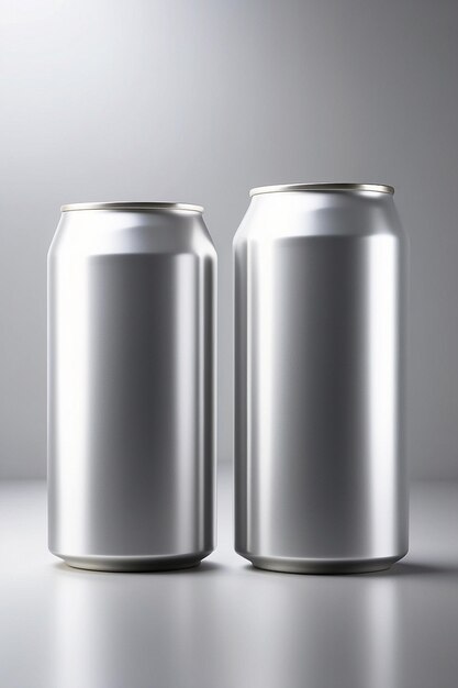 Foto envases de aluminio en blanco para latas de bebidas