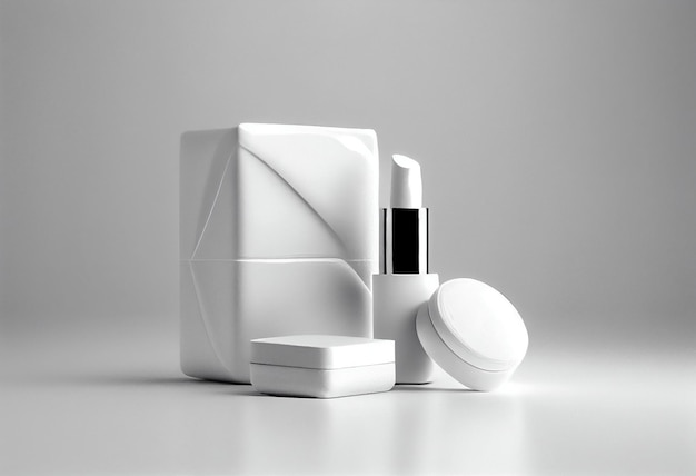 Envases cosméticos blancos aislados en blanco AI generado