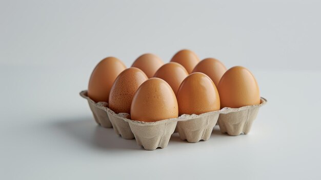 Envases de huevos sobre un fondo blanco aislado