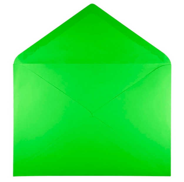 Envelope aberto em branco verde