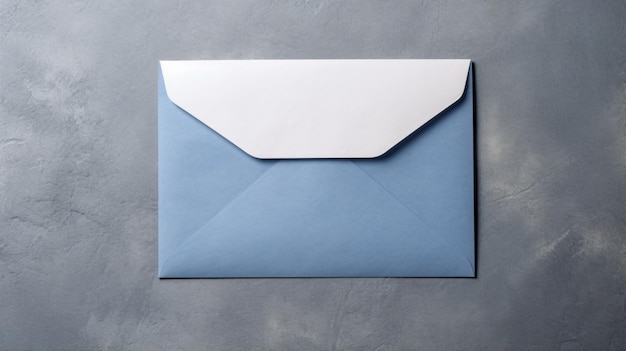 Envelope azul com cartão postal branco em branco