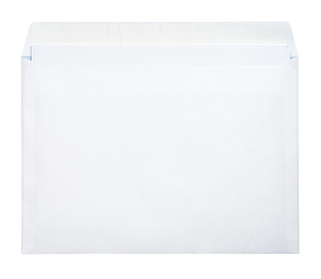 Envelope branco C4 vista superior isolada do fundo