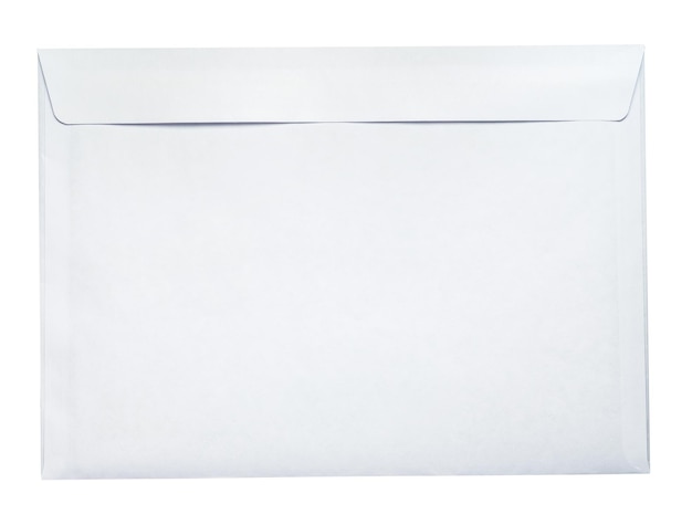 Envelope branco C4 vista superior isolada do fundo
