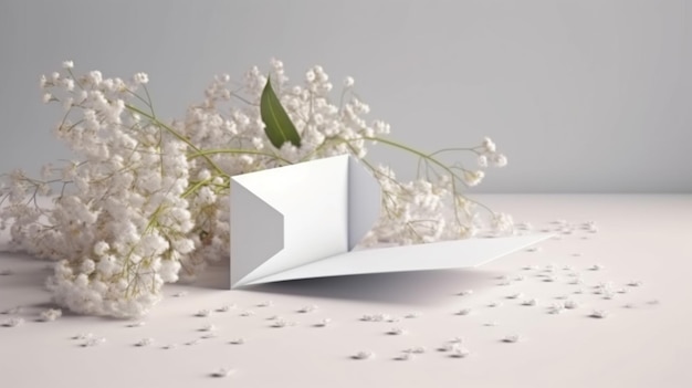 Envelope com flores brancas de gypsophila generative ai