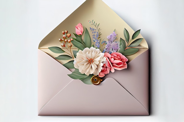 Foto envelope com flores e 8 feitos de fita