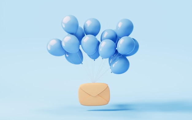 Envelope de mensagem com renderização em 3d estilo cartoon