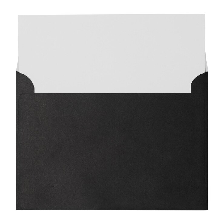 Foto envelope preto adesivo de papelão png