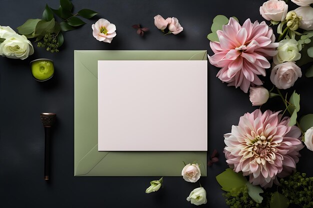 Envelopes cartões de casamento papel flores cor-de-rosa
