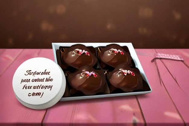 Enviando cartão do Dia do Chocolate do Amor com chocolates deliciosos