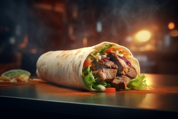 Envoltório de carne Shawarma Generate Ai