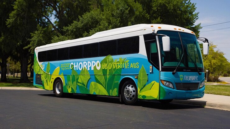 Foto una envoltura de autobús que promueve la conciencia ambiental