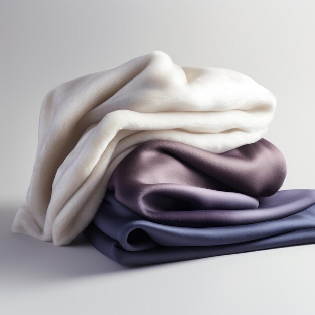 Foto envueltas de seda sobre un fondo blanco pilas de polvo violeta oscura beige claro