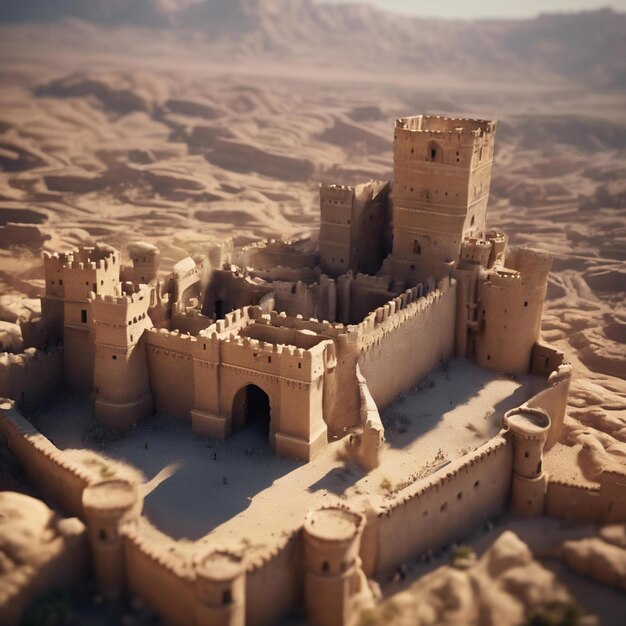 Foto Épico cinematográfico tiempo bíblico inmensa ciudad altas murallas puerta gigante como un rey castillo desierto todo