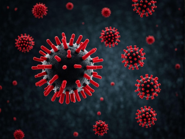 Epidemia de coronavírus HIV Coronavírus Gripe Neon Vírus Vermelho Conceito de Infecção
