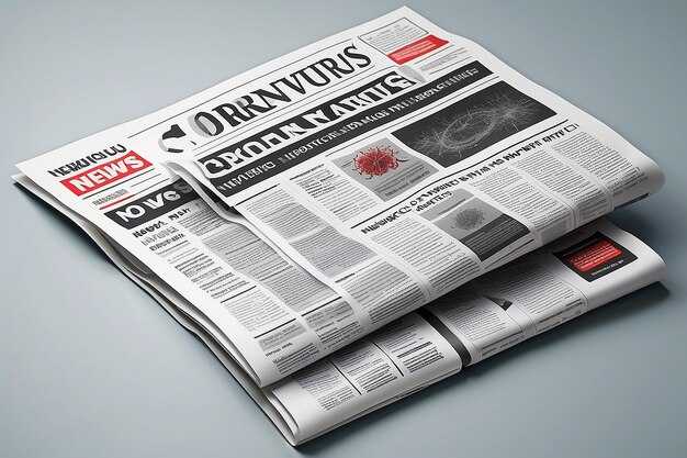 Epidemie-Breaking-News Mockup der Coronavirus-Zeitung Coronavirus-Ausbruch-Newsletter Papierseite