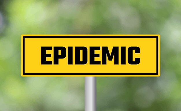 Epidemie-Straßenzeichen auf verschwommenem Hintergrund